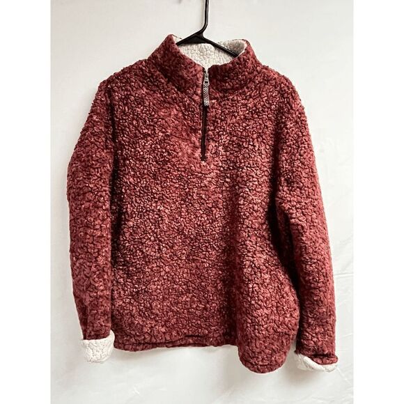 Weatherproof Vintage Womens Frosty Tipped Sherpa 1/4 Zip Sweater Red Size Medium - Picture 1 of 7